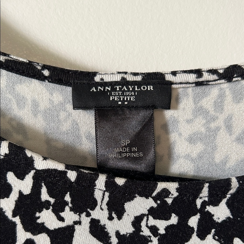 Ann Taylor Black and White Animal Print Midi Dress - Picture 2 of 3